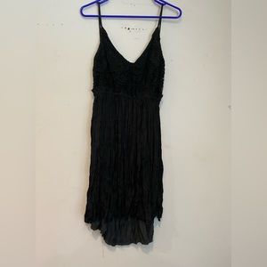 Hi-lo little black rayon dress
